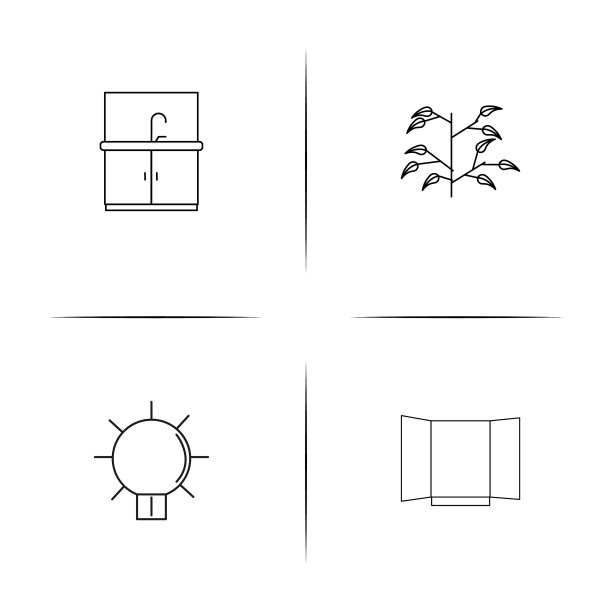 家具简单的线性图标设置概述图标图片下载