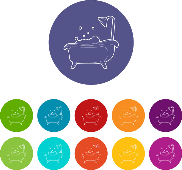 洗浴图标套装颜色图片下载