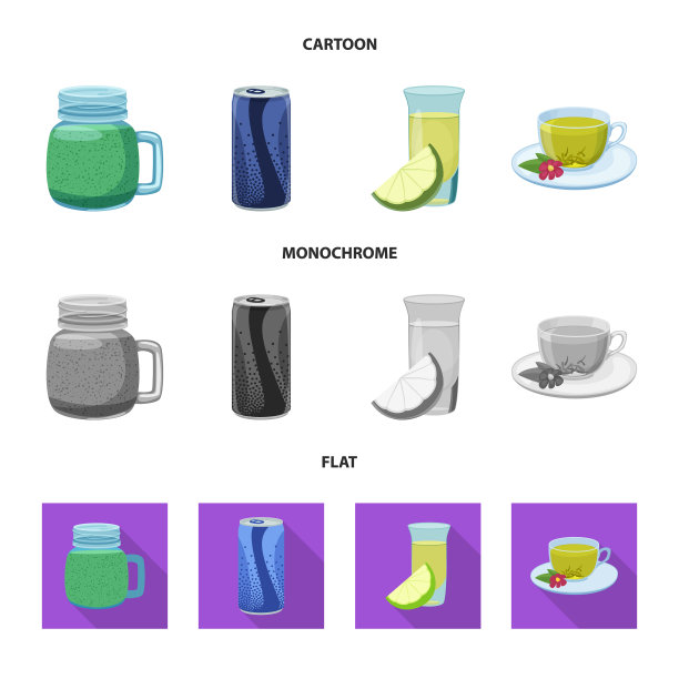 设计饮料和酒吧符号集合图片下载