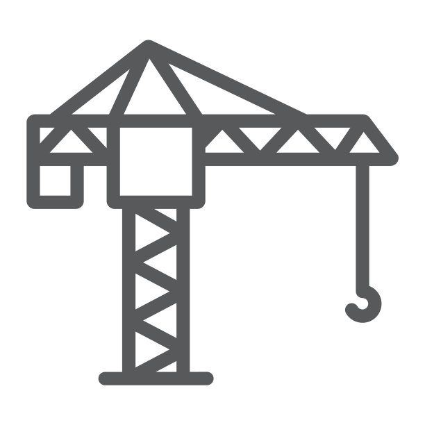 塔式起重机线性图标：起重与建筑图片下载