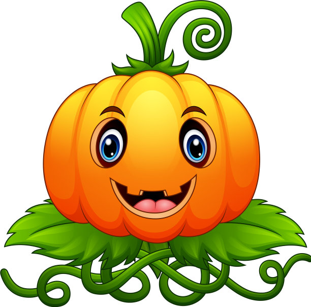 绿色叶子的卡通南瓜图片下载