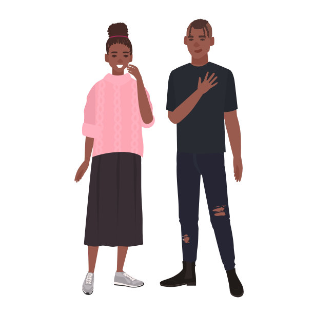 年轻浪漫的非裔美国夫妇微笑着图片下载