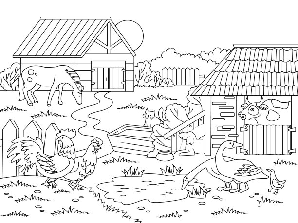 卡通儿童着色图片下载