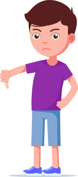 不高兴的卡通男孩表示不满图片下载