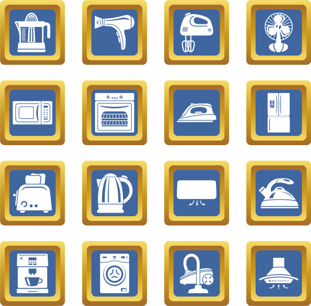 家用电器图标设置为蓝色方形图片下载