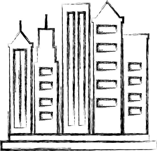 城市景观建筑孤立图标图片下载