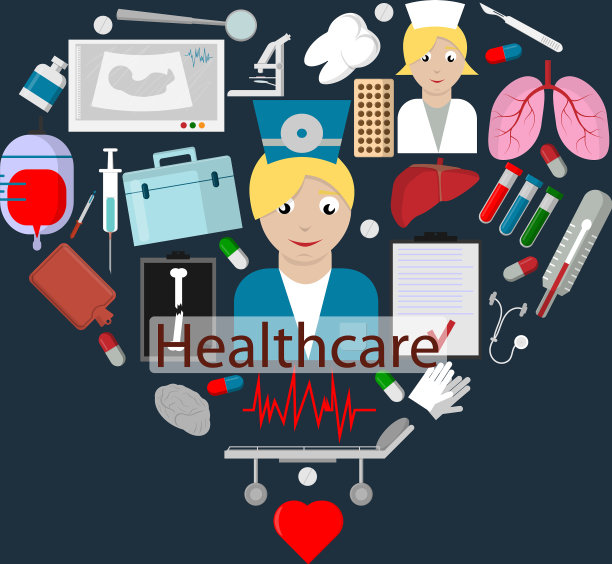 扁平2组元素的卫生保健主题图片下载