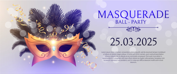 面具传单模板与黄金嘉年华面具图片下载