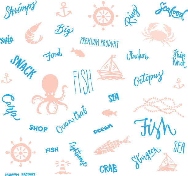 手绘海洋元素收集图片下载