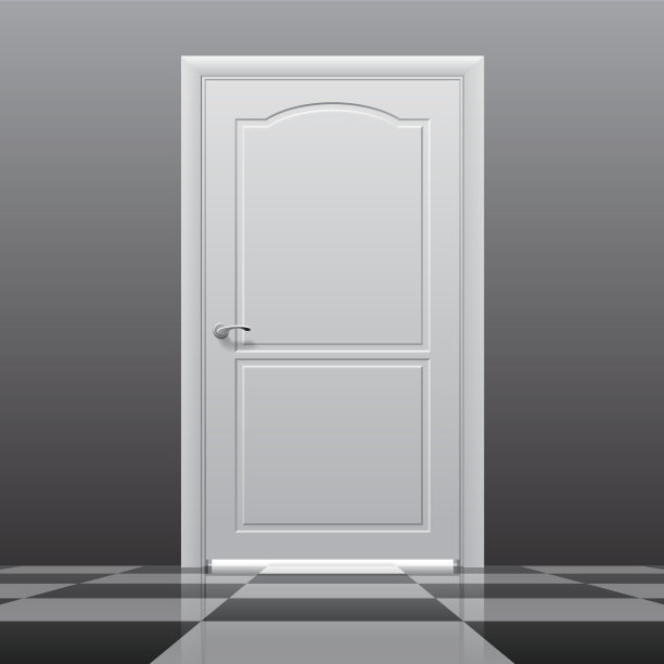 关着的门在光滑的象棋地板上图片下载