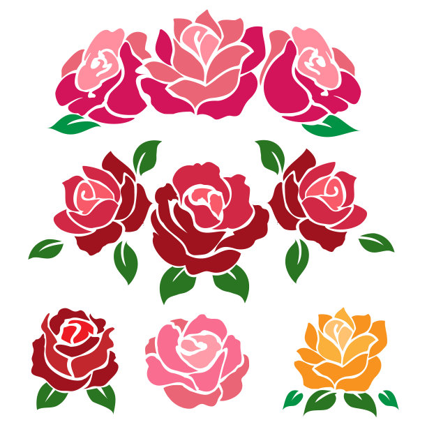 彩色玫瑰孤立在白色背景图片下载