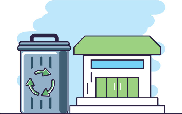 房屋立面和回收站与信号图片下载