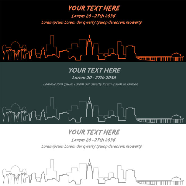 洛杉矶事件横幅手绘天际线图片下载