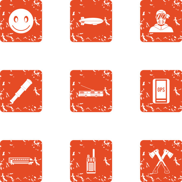 城市规划图标设置垃圾摇滚风格图片下载