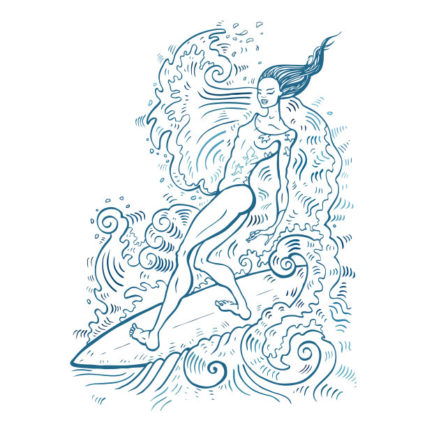 冲浪板上的美女图片下载