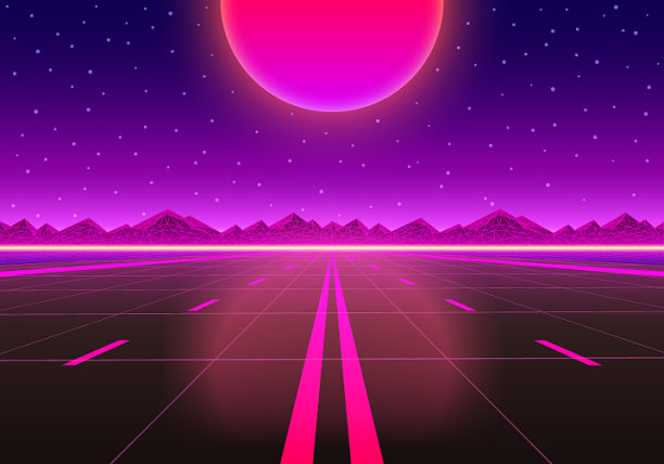 夕阳下通往无限的路图片下载