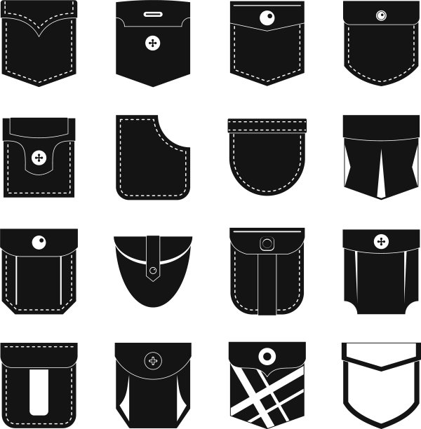 口袋类型图标设置简单的风格图片下载