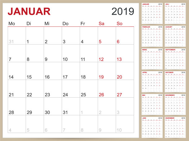 德国2019年日历图片下载