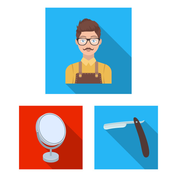 理发店和设备平面图标设置图片下载