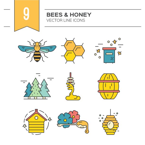 蜂蜜图标集合图片下载