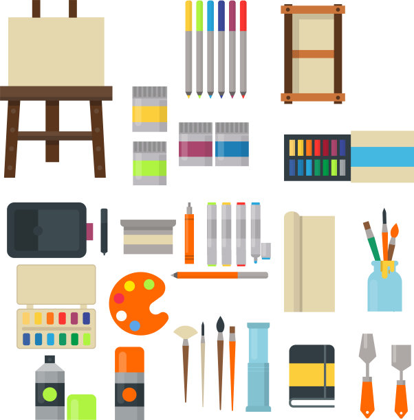 绘画艺术工具调色板图标设置平图片下载