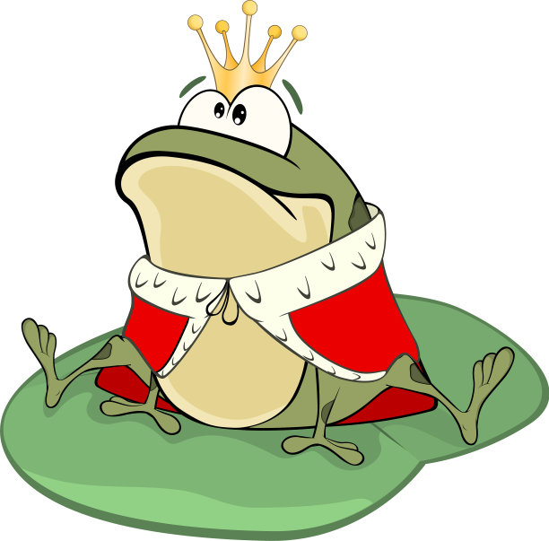 可爱的绿色青蛙国王卡通图片下载