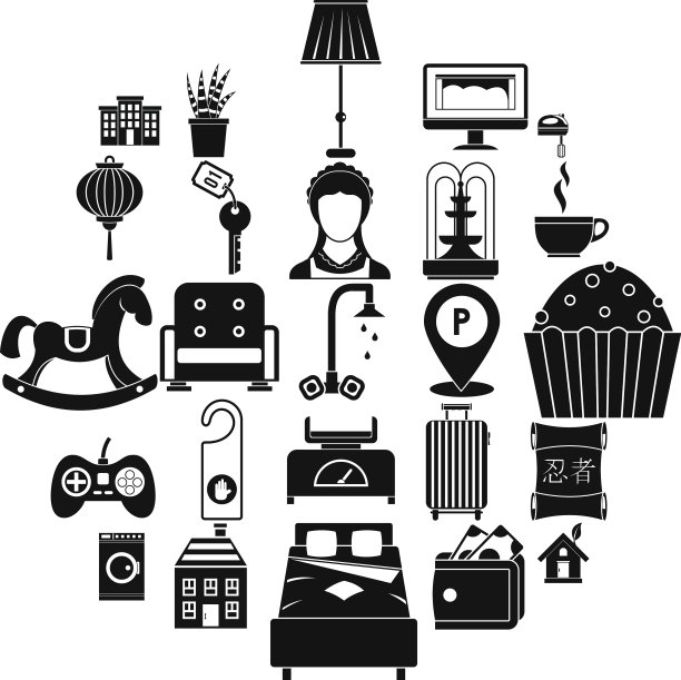 小房子休息图标设置简单的风格图片下载