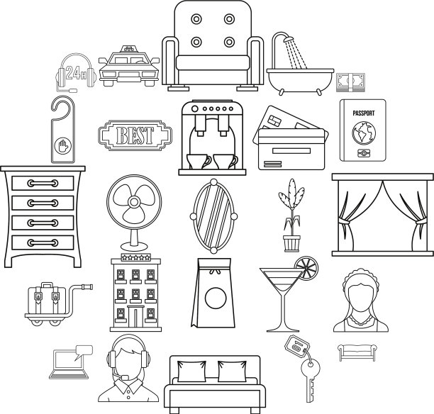 住宿图标设置大纲样式图片下载