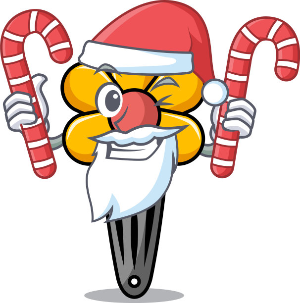 圣诞老人与糖果发夹吉祥物卡通图片下载