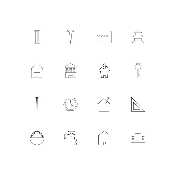 建筑和建筑简单的线性图标图片下载