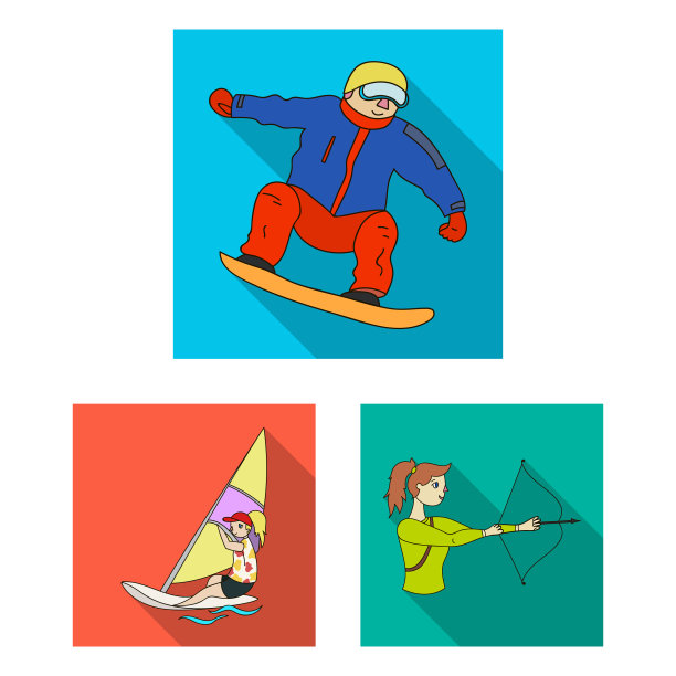 不同类型的运动平面图标设置图片下载