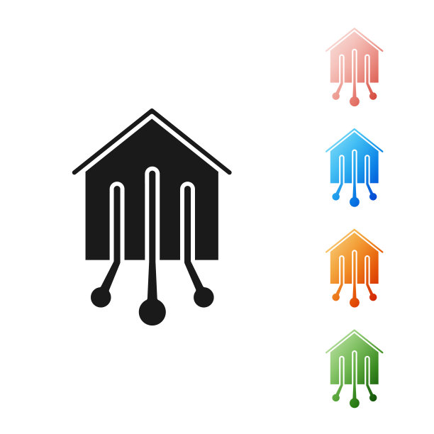 黑色智能家居图标孤立在白色背景图片下载