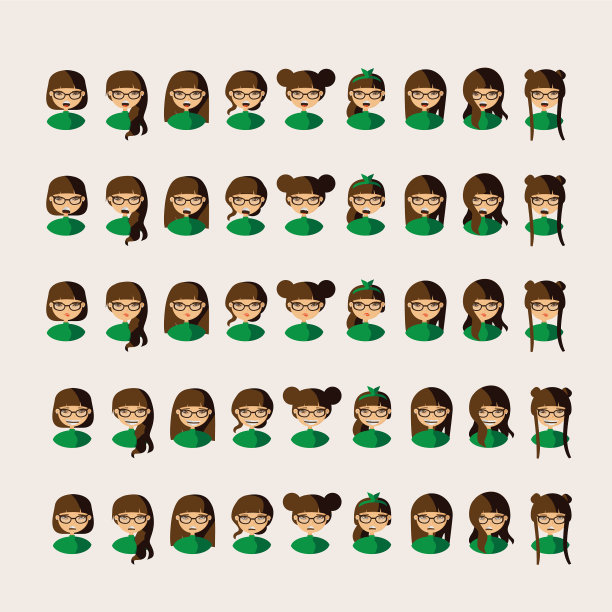 大set与可爱的黑发女孩图片下载