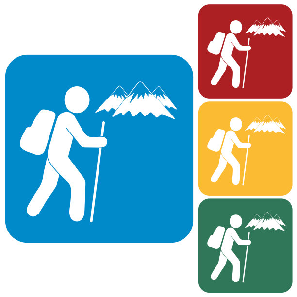 徒步旅行的游客图标图片下载