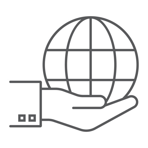 手上的地球细线生态能源图标图片下载