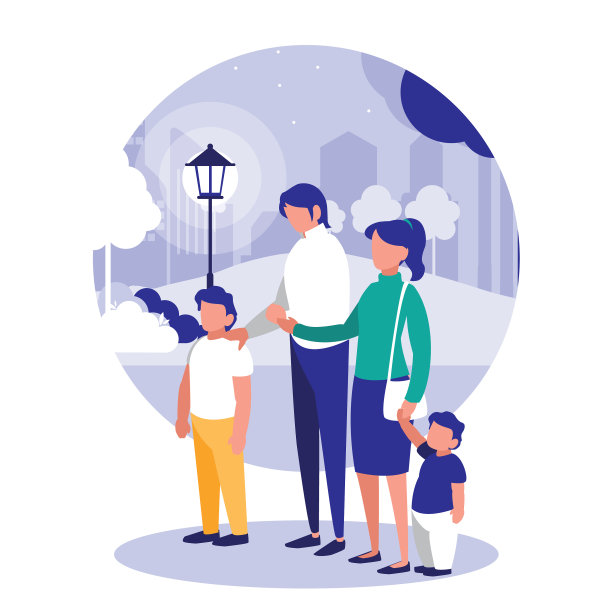 可爱的家庭在公园风景自然图片下载