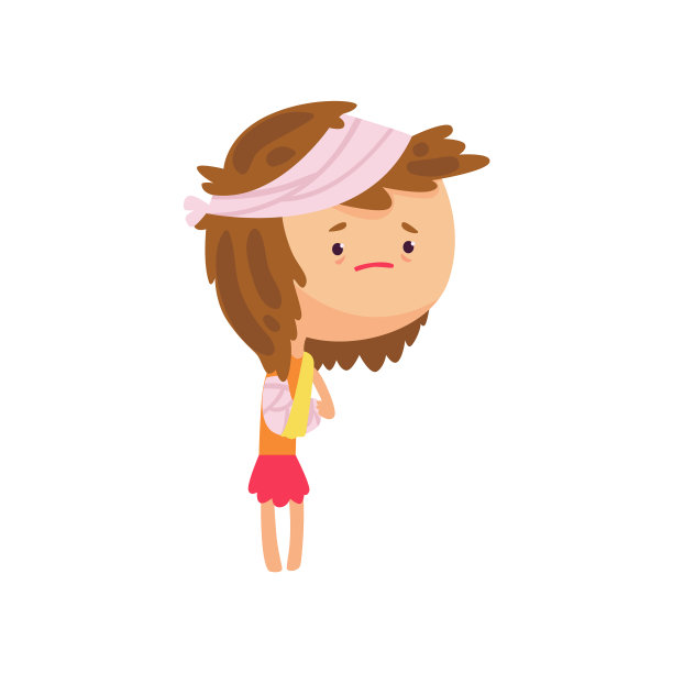 不幸的女孩，头上缠着绷带图片下载