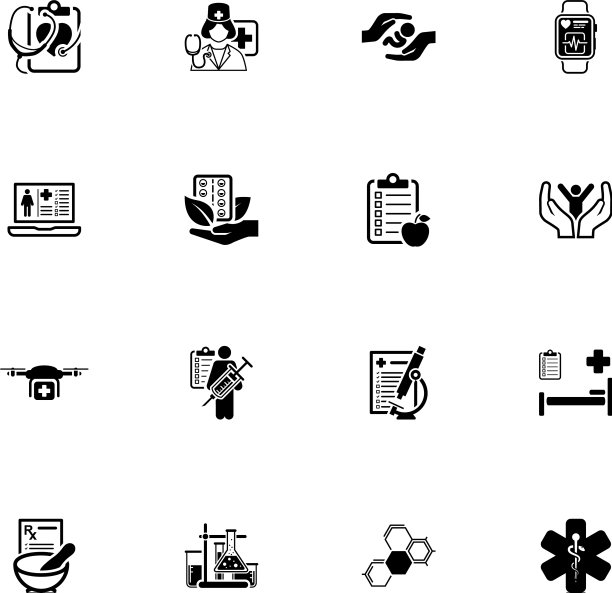 医疗保健图标设置为平面设计图片下载