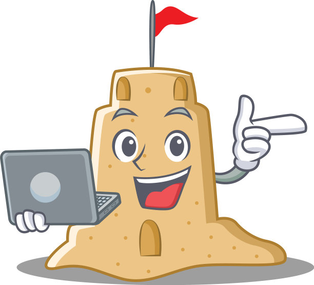 用笔记本电脑沙堡人物卡通风格图片下载