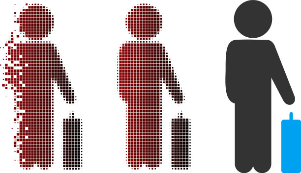 灰尘像素半色调儿童行李图标图片下载