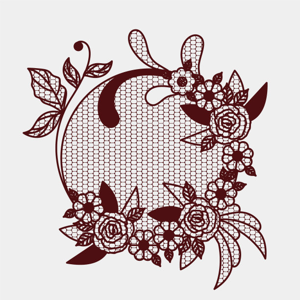 花花边装饰圆形在单色图片下载
