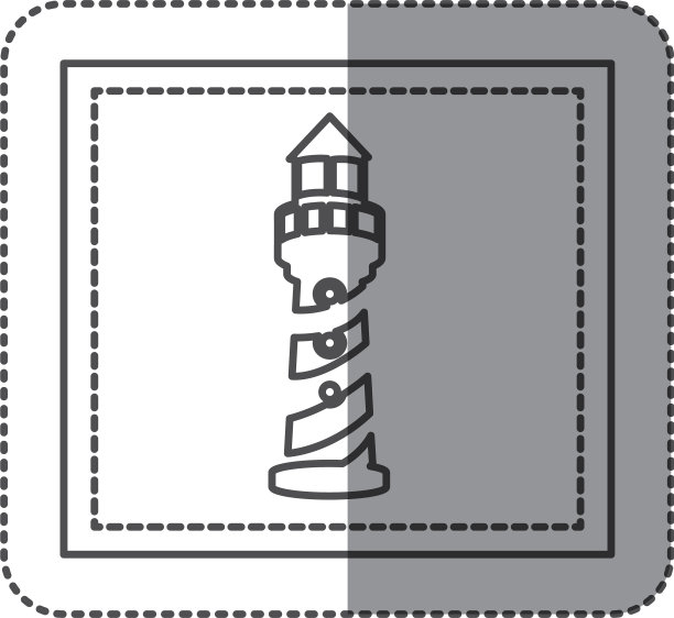 单色贴纸框架与灯塔塔图片下载