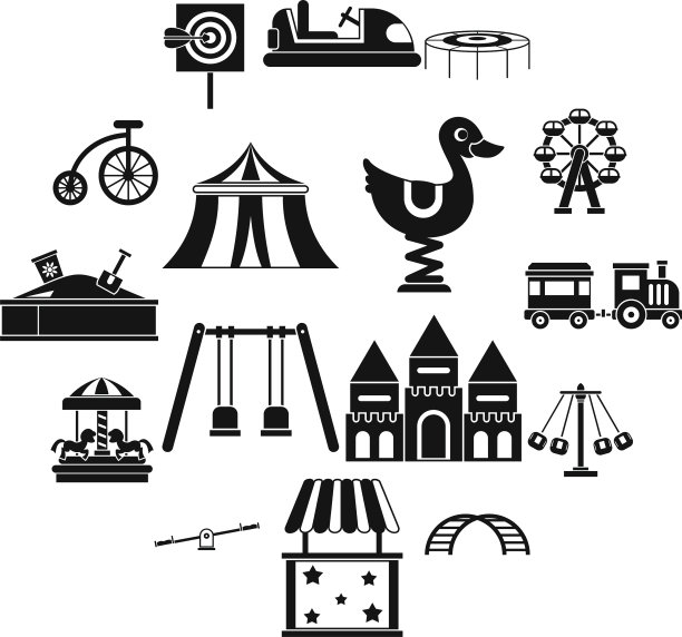 游乐园图标设置简单的风格图片下载