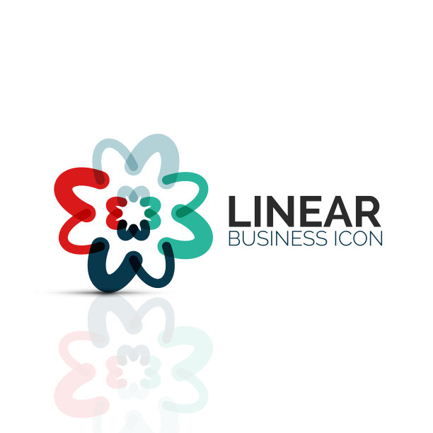 抽象的花或星形线形细线图标图片下载