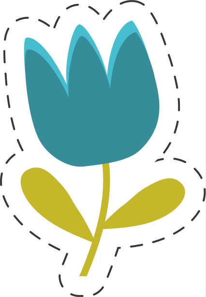 蓝色郁金香花的春天剪线图片下载