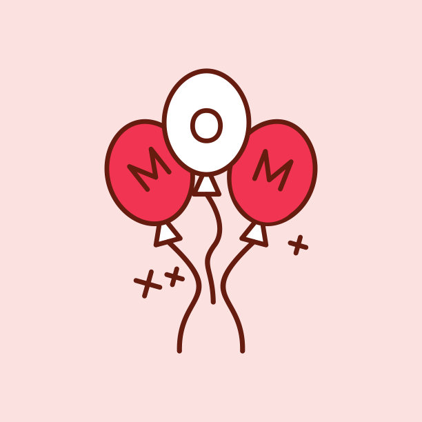 母亲节红色图标与浅粉色的背景图片下载