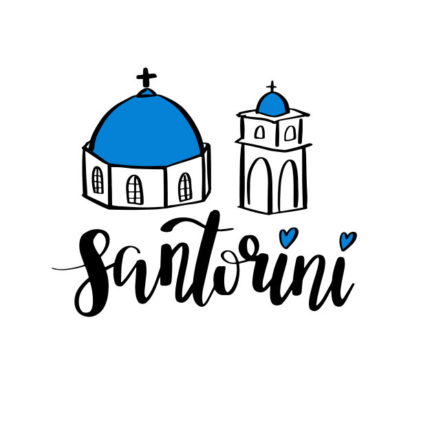 圣托里尼手绘字母短语希腊语图片下载