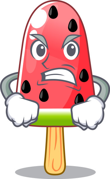 生气的红西瓜冰淇淋卡通造型图片下载