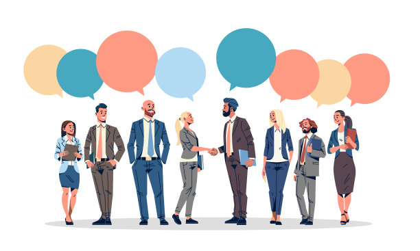 商务人士群聊泡泡交流图片下载