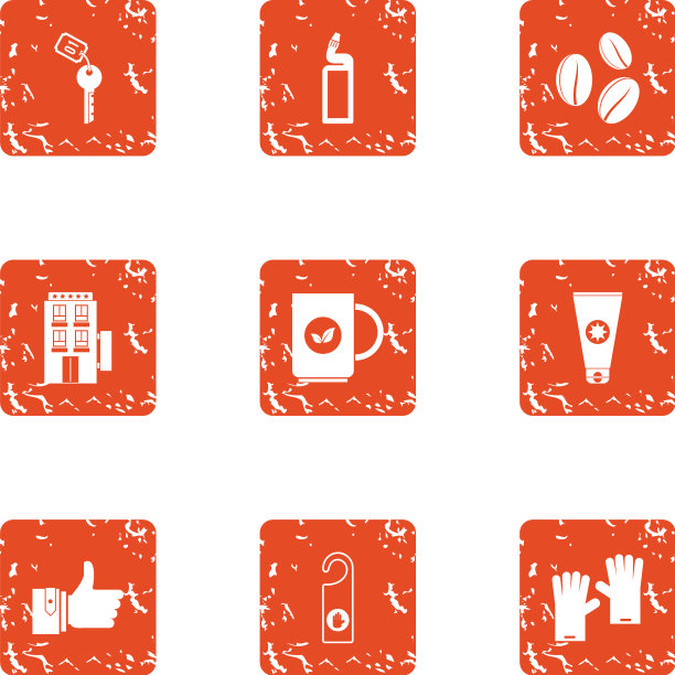 宾馆行业的图标设置垃圾摇滚风格图片下载